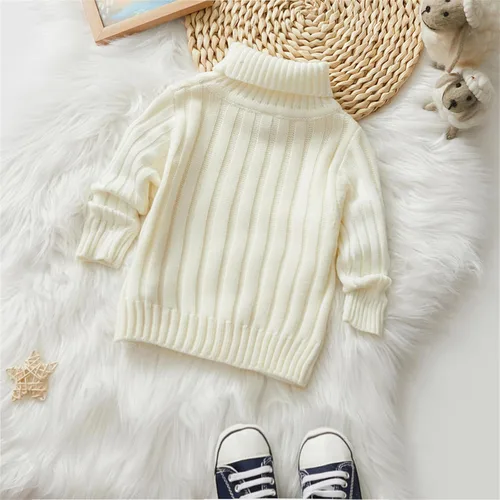 Vista 2 de PATPAT Baby Pullover Turtleneck Knitted Sweater Long Sleeve Solid Color Infant Fall Winter Warm Clothes