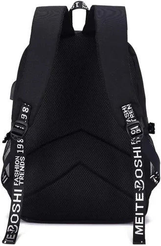 Vista 5 de Kimetsu no Yaiba Kawaii - Mochila para mujer diseño de anime Demon Slayer Oxford mochila escolar USB para portátil 1 talla única Anime