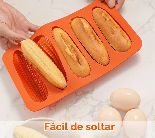 Vista 5 de Webake Juego de 2 moldes de silicona para pan de mazorca de maíz para hornear maíz para perros, pan de maíz del sur