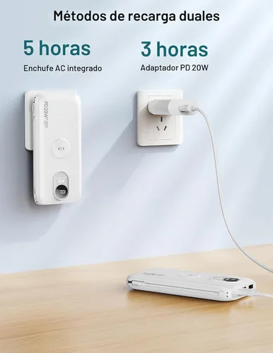 Vista 8 de Portable Charger 10000mAh 20W, Wall Plug, 2 Cables, iWatch Charging