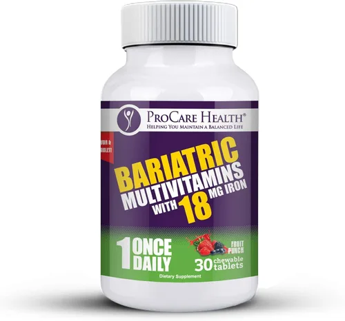 Vista 7 de ProCare Health Multivitamínico masticable bariátrico con hierro de 18 mg (30 tabletas) – Multivitamínico bariátrico con sabor a ponche de fruta