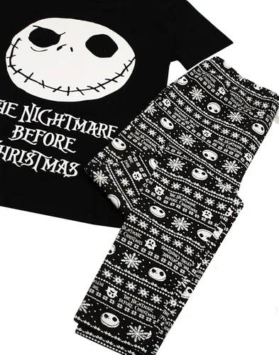 Vista 4 de Disney The Nightmare Before Christmas Pijamas para mujer Skellington, camiseta y pantalones, ropa de dormir para damas