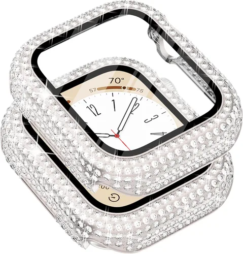 Vista 21 de Surace - Carcasa de 1.49 pulgadas compatible con Apple Watch con protector de pantalla, caja protectora general con diseño de diamantes brillantes