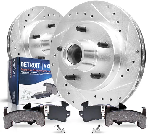 Vista 9 de Detroit Axle - Rotores de freno traseros perforados y ranurados + Reemplazo de calibrador de freno de disco trasero derecho para Acura TL Honda