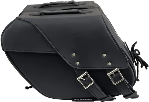 Vista 2 de Milwaukee Leather SH66901ZB - Alforjas medianas de PVC negro con 2 correas, colocación por encima, con ribetes reflectantes - Talla única