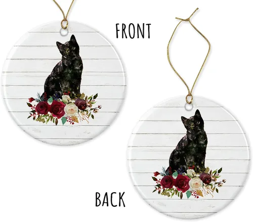 Vista 3 de Adorno de gato – Adorno de gato de regalo para mascotas – Adorno de Navidad de gato negro – Regalo para los amantes de los gatos negros – Regalo