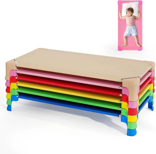 Vista 9 de Giantex Cunas de guardería apilables para dormir, 51 pulgadas de largo x 22.5 pulgadas de ancho, catres portátiles para niños y niños pequeños