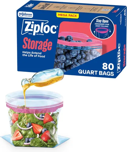 Vista 8 de Bolsas Ziploc de almacenamiento de alimentos Quart, fondo de pie, fáciles de llenar, 29 unidades (el empaque puede variar)