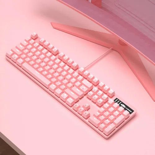 Vista 7 de MageGee Pink Gaming Keyboard USB Wired Keyboard, New Mechanical Storm Adjustable Backlight Keyboard Splash-Proof Ideal for PCLaptopMAC Game(Pink)