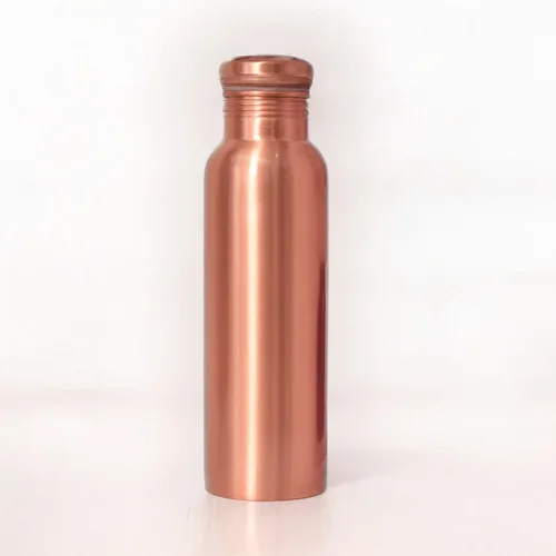 Vista 3 de Botella de agua de cobre puro de 34 onzas, jarra de agua ayurvédica a prueba de fugas para beber, hecha a mano para yoga, oficina, viajes