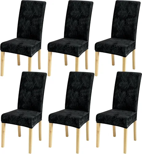Vista 8 de Fundas para Sillas de Comedor, Juego de Fundas para Sillas de Comedor de 4 Piezas, Fundas Elásticas para Sillas de Cocina, Fundas para Sillas