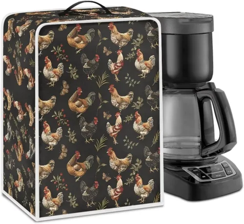 Vista 45 de Funda para cafetera, poliéster, azul, se adapta a la mayoría de máquinas de café estándar, protector resistente al polvo, huellas dactilares