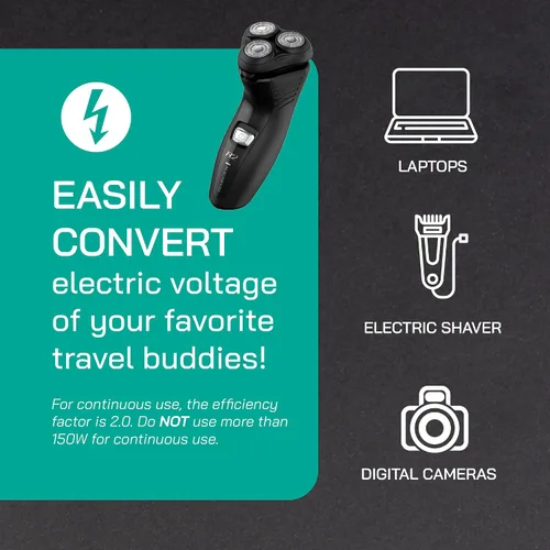 Vista 4 de LiteFuze, convertor de voltaje alto/bajo para viaje. cable EU