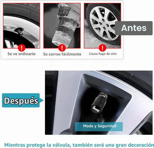 Vista 5 de 4 piezas Tapas de Vástago de Válvula de Neumático, Compatible con Serie Jeep Tapa de Vástago Universal Cubierta de Aire para Coche Accesorios