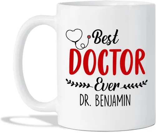 Vista 13 de Taza de café personalizada con nombre "A Truly Great Doctor Is Hard To Find And To Forget", taza de té con estetoscopio, taza de cerámica