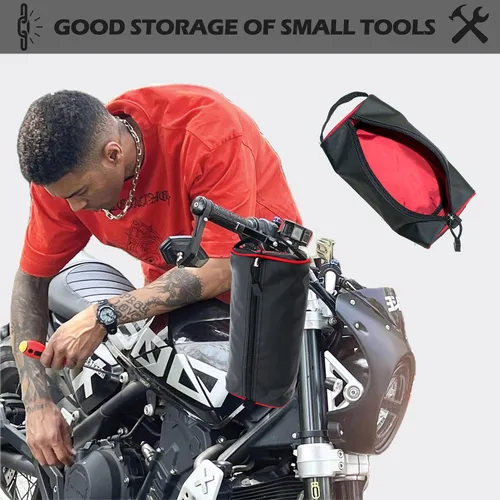 Vista 6 de Rough Enough - Bolsa de herramientas pequeña, organizador de piezas pequeñas con cremallera, asa portátil para equipo de motocicleta, electricista