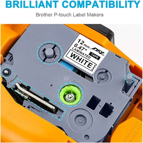 Vista 3 de Cinta de etiquetas de repuesto compatible para Brother TZe-231 TZe-131 TZe-431 TZe-531 TZe-631 TZe-731 0.472 in 0.47 Laminada