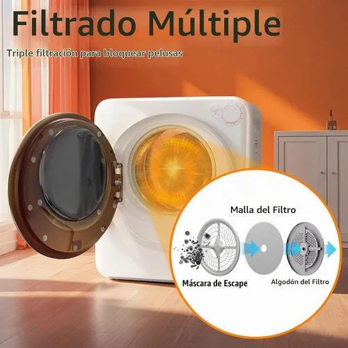 Vista 6 de Secadora de ropa portátil de 1.5 pies cúbicos, secadora de lavandería de carga frontal de secado rápido de 800W con 5 modos, mini secadora eléctrica