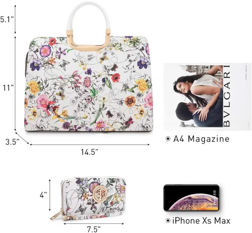 Vista 3 de Womens Handbag Top Handle Shoulder Bag Tote Satchel Purse Work Bag with Matching Wallet