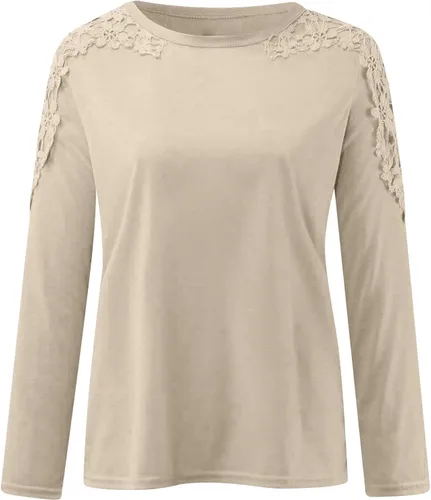Vista 6 de Ceboyel Blusa de manga larga con encaje para mujer, estilo bohemio, casual, ropa de trabajo