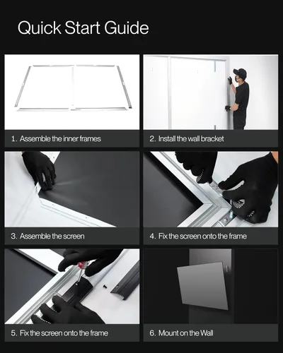 Vista 6 de AWOL VISION Pantalla de proyector gris mate de marco fijo de 100 pulgadas, ángulo de visión de 170°, pantalla 16:9 8K/4K con marco de aluminio