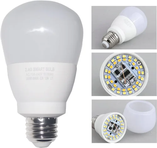 Vista 2 de Bombillas LED inteligentes E26 de 12 W regulables con control remoto inalámbrico de 3 zonas de 2.4 GHz, temperatura de color ajustable (cálido/frío)