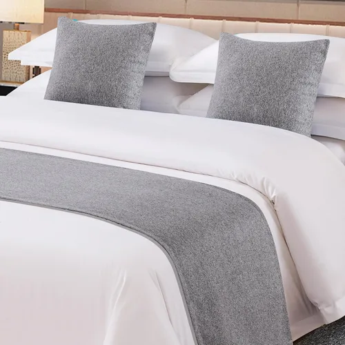 Vista 4 de OSVINO Camino de cama sólido de microfibra, protector de ropa de cama simple ligero y duradero, bufanda para boda, habitación de hotel, gris oscuro