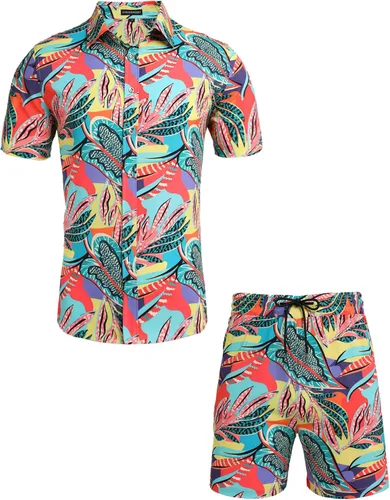 Vista 2 de Daupanzees - Camisa hawaiana de manga corta con botones para hombre