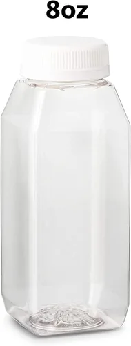 Vista 4 de 8 Oz. Empty Clear PET botellas plásticas de jugo con tapa por MT Products - Set de 12 botellas y 12 tapas