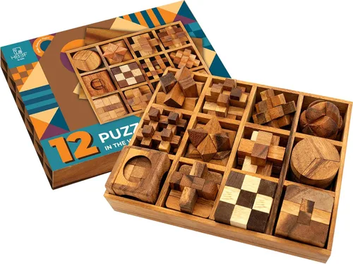 Vista 10 de BSIRI 3 Rompecabezas en una Caja - Rompecabezas de Cerebro de Madera, Rompecabezas Mental 3D para Adultos, Juegos Educativos para Niños