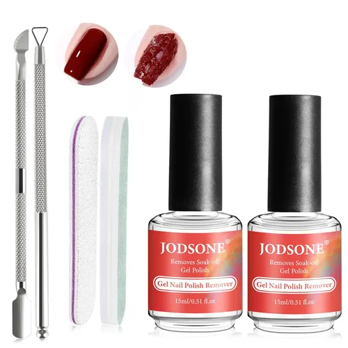 Vista 14 de JODSONE Juego de 3 piezas de 10 ml de capa superior y base de esmalte de uñas con removedor de gel; removedor de uñas de gel para remoción rápida