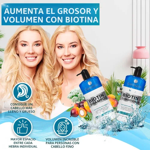 Vista 4 de BELLISSO Set de champú y acondicionador de biotina y acondicionador de biotina