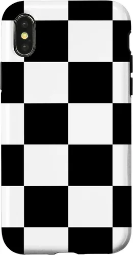 Vista 5 de Black and White Classic Checkered Big Checkerboard Pattern Case for iPhone 16