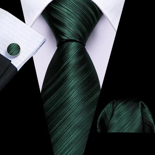 Vista 390 de Barry.Wang Juego de corbatas para hombre, corbata de seda a rayas, tejido a cuadros, gemelos formales, negocios, boda