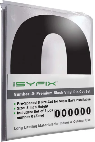 Vista 76 de iSYFIX Calcomanías de vinilo negro con el número 7 (siete), paquete de 6 calcomanías autoadhesivas de 7 pulgadas, calcomanías troqueladas y Negro
