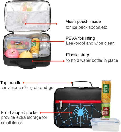 Vista 4 de BLUEFAIRY Mochila para niños, bolsas escolares para niños, Set 6 arañas negras