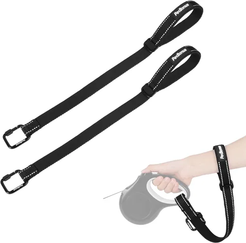 Vista 13 de PetBonus Correa de muñeca para perro, correa de seguridad para correa retráctil, correa corta reflectante con cerradura y mango acolchado suave