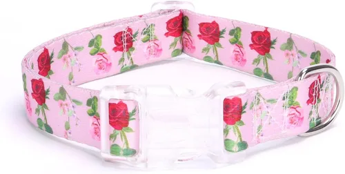 Vista 17 de Serijoars Collar de perro para cachorros con estampado floral para perros pequeños, medianos y grandes, con hebilla de liberación rápida para niñas
