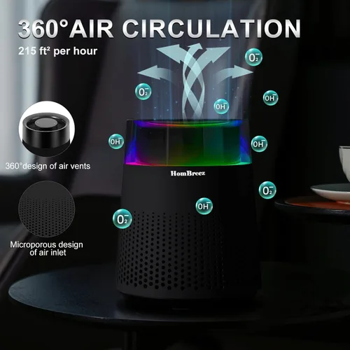 Vista 4 de Purificadores de aire para dormitorio, H13 True HEPA purificador de aire para dormitorio, oficina en casa, limpiador de aire silencioso con luz