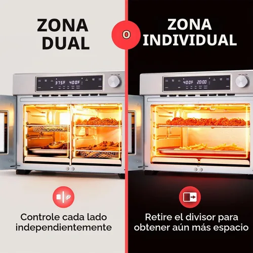 Vista 4 de Ivation Horno freidora de aire de doble zona con puerta francesa - 32 cuartos de galón, horno tostador de convección combinado, multifunción de 10