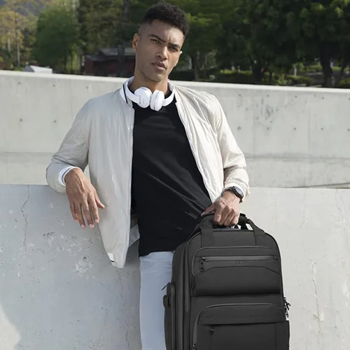 Vista 7 de OZUKO Bolsa de equipaje de mano debajo del asiento para aviones de 18 x 14 x 8, bolsa de artículos personales para Spirit Airlines con ruedas, Negro