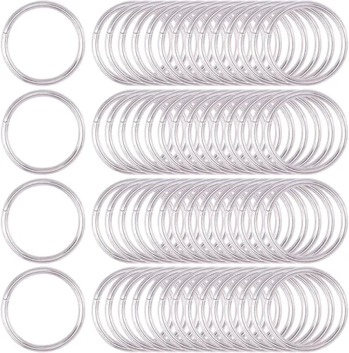 Vista 8 de Kit de 60 anillos de metal para cinturones, pasadores o anillos para macramé, cinturón de campamento, correas de perro, accesorios de sable de luz