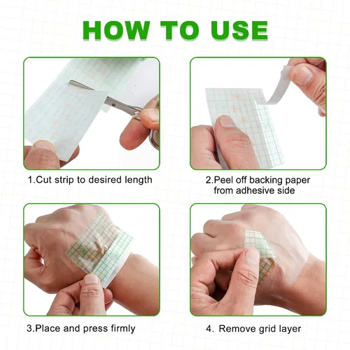 Vista 6 de LotFancy - Vendaje de cuidado posterior para tatuajes, rollo de 2 pulgadas x 13 yardas, impermeable, transparente Transparent Film Dressing