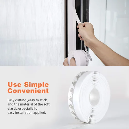 Vista 17 de MIKOSI cinta de sellado de silicona de 26 pies, cinta adhesiva para puertas, ventanas, huecos de duchas