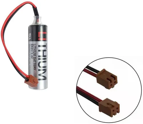Vista 2 de 10 unids ER6VCT batería ER6V/3.6V 2000mAh PLC batería con pequeño enchufe marrón para robot OTC ER6BWK67PT batería