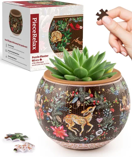 Vista 21 de PieceRelax Rompecabezas 3D Maceta 80 Piezas - Abundancia de Otoño, Macetas de Flores de Decoración del Hogar para Cactus de Interior, Macetas