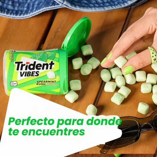 Vista 4 de Trident Vibes Spearmint Rush - Goma de mascar sin azúcar, 6 botellas de 40 piezas (240 piezas en total) Sugar-Free Chewing Gum with Xylitol