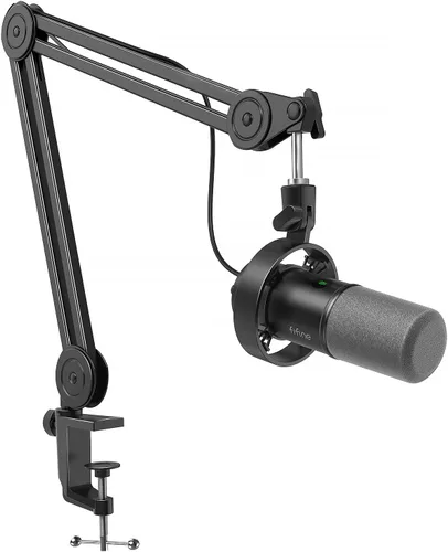 Vista 13 de FIFINE - Kit de micrófono de podcast K688, micrófono dinámico USB/XLR con brazo articulado para PC/mezclador XLR, micrófono para juegos con botón