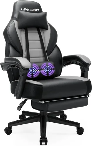 Vista 9 de LEMBERI Sillas de juegos para adultos, sillas ergonómicas de videojuegos con reposapiés, silla de juegos grande y alta, capacidad de peso de 400