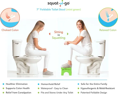 Vista 2 de Taburete plegable Squat N Go de 7 pulgadas, el único taburete plegable para inodoro, práctico y compacto, ideal para viajes, se adapta a todos